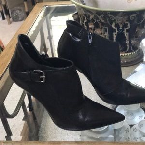 Black 4.5 inch booties with inside zipper